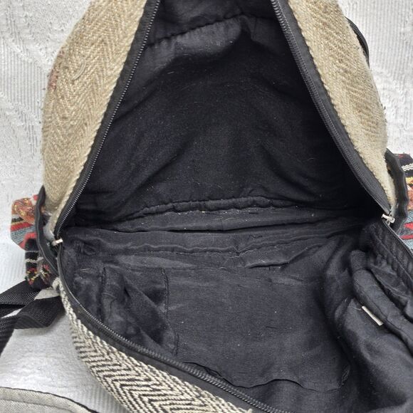 Himalayan Hemp Rainbow Mushroom Mini Backpack Canvas Embroidered Psychedelic - Picture 8 of 12